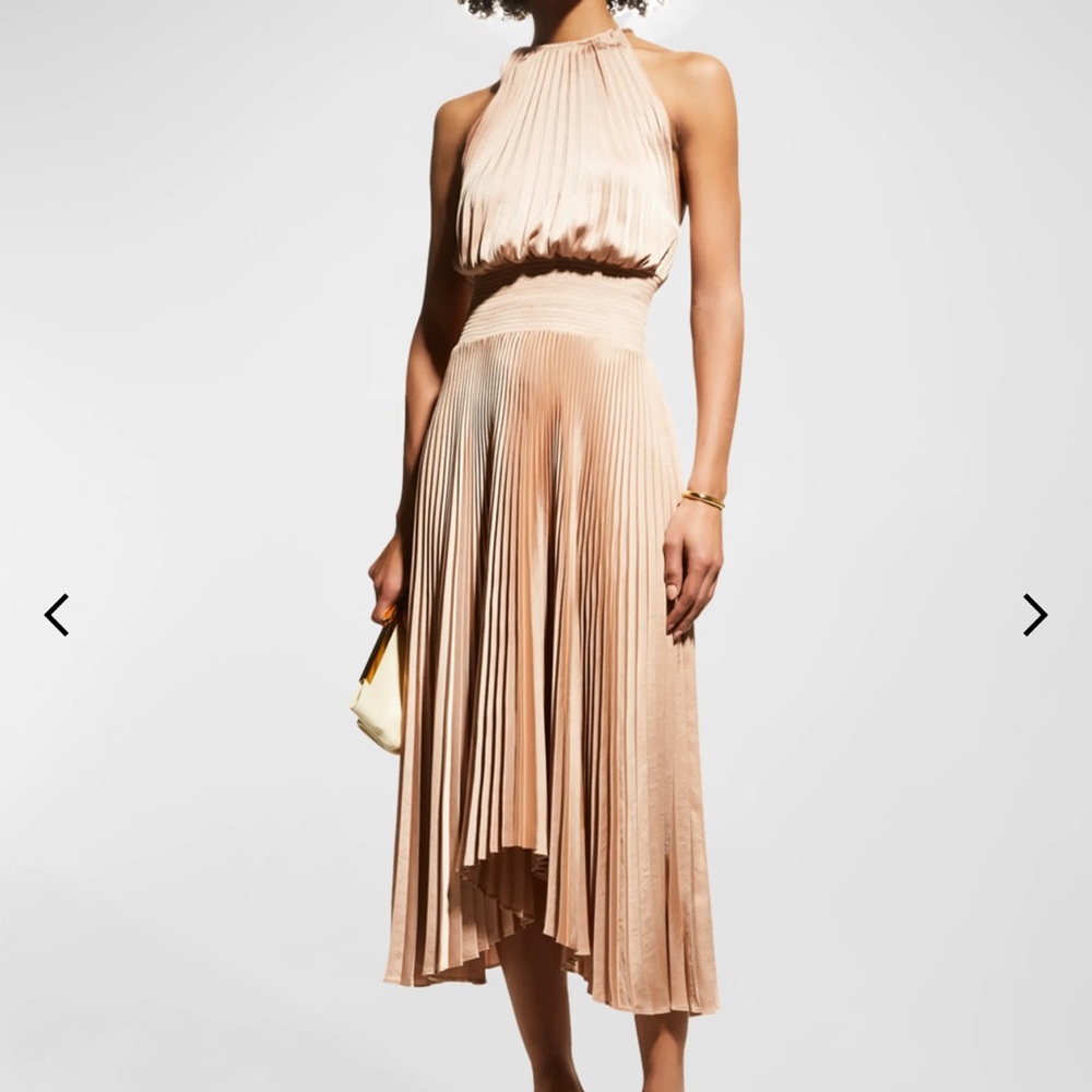 A.LC. Renzo Pleated Dress in Satin